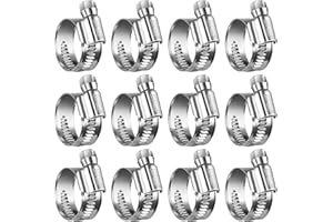 Steelsoft Heavy Duty Hose Clamp Size#8, 5/8 to 1 inch Adjustable Worm Gear Drive Hose Clamps Stainless Steel 304 for Fuel Injection Line, Automotive, Radiator, Garden,12 Pack