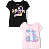 The Children's Place Baby-Girls and Toddler All Holidays,Birthdays Short Sleeve Graphic T-Shirts,2 Pack