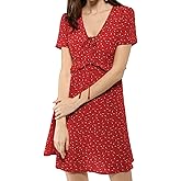 Allegra K Women's Floral Ruffle Trim Tie Front Dresses Short Sleeve Summer Flowy Dress