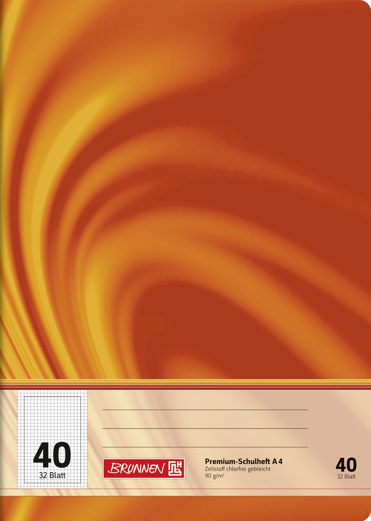 Brunnen 104444002 Exercise Book, A4, Vivendi (32 Sheets, 5 mm Squared, with Margin, Lineament 40)