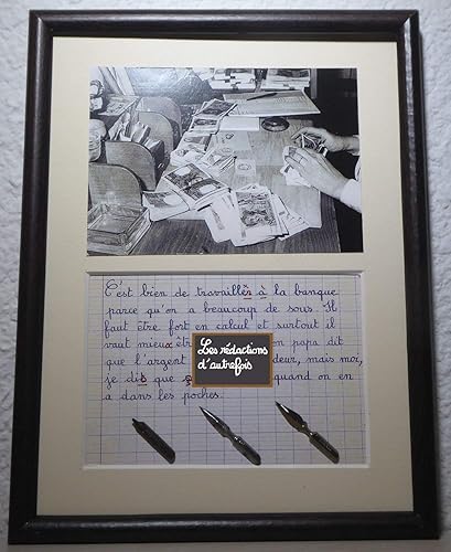 Employe De Banque Tableau Retro Humour Plumes D Ecolier Photo Noir Et Blanc Cadeau Original Amazon Fr Handmade