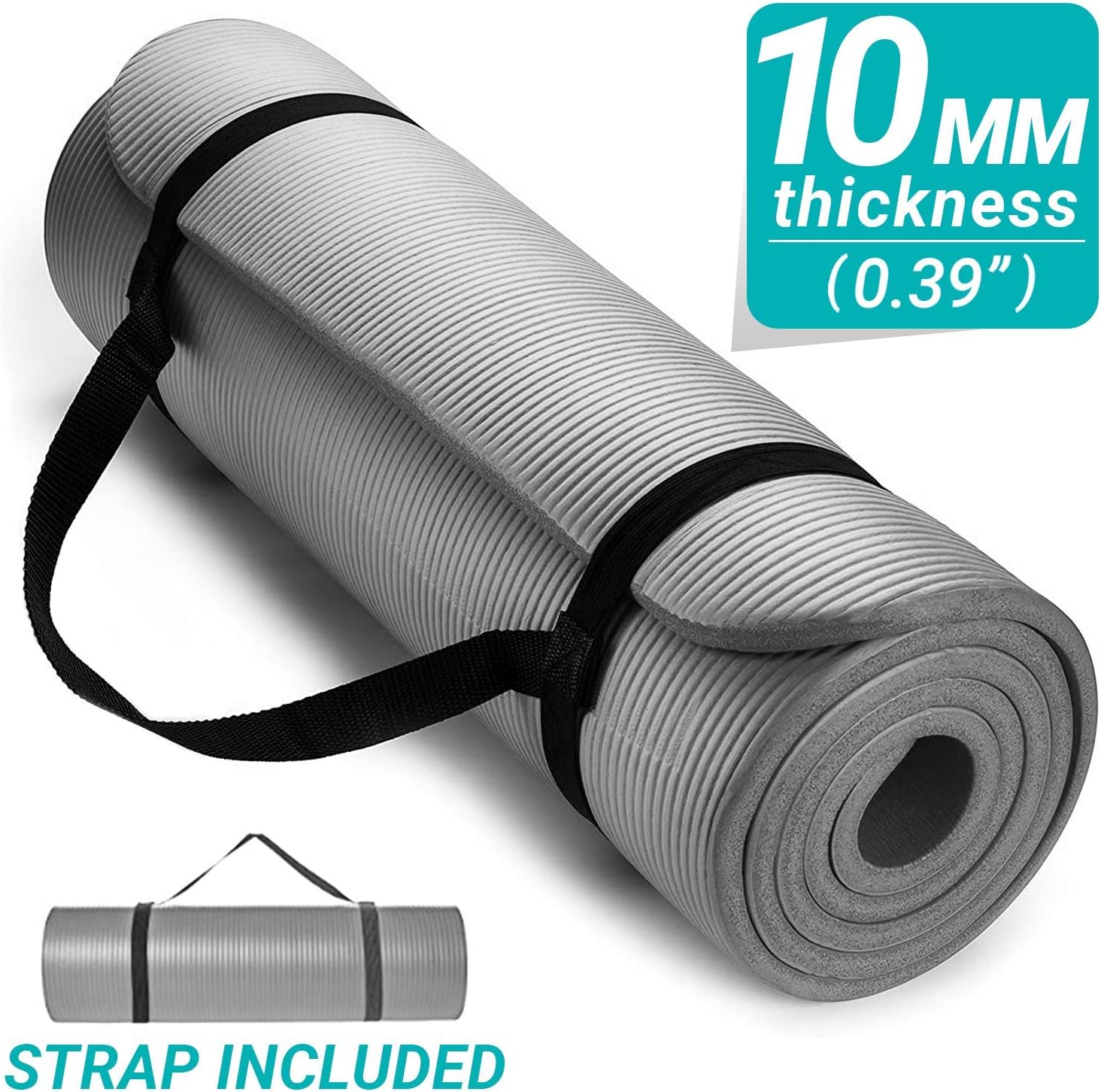 Aduro Sport Yoga Workout Mat, Extra Thick Yoga Foam Mat for Home Gym Exercise Mat with Carrying Strap