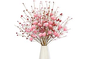 J'FLORU Valentine's Day Gifts Valentines Day Decorations 24 Pack Pink Heart Shaped Berry Picks with Red Berries for Valentines Day Wedding Candlelight Dinner Anniversary