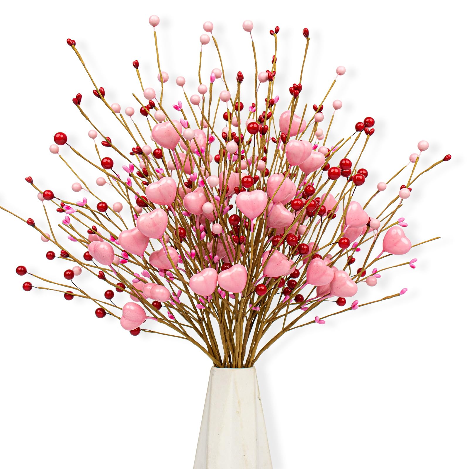 Photo 1 of ***PARTS ONLY***
J'FLORU Valentine's Day Gifts Valentines Day Decorations 24 Pack Pink Heart Shaped Berry Picks with Red Berries for Valentines Day Wedding Candlelight Dinner Anniversary