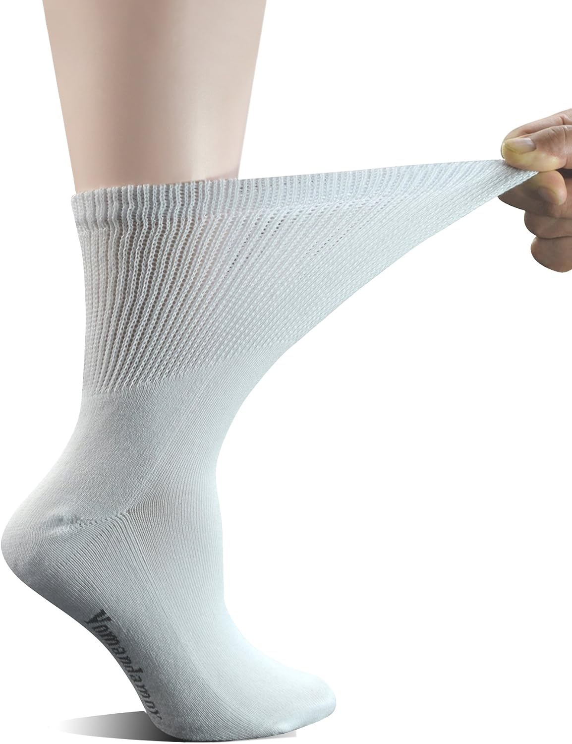 Yomandamor Women's 5 Pairs Non-Binding Cotton Crew Diabetic/Dress Socks with Seamless Toe and Cushion Sole: Clothing