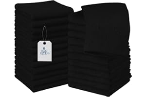 DAN RIVER 100% Cotton Washcloths 24 Pack Premium Quality Face and Body Cloth, Quick Dry Essential Towels for Bathroom, Hand, Kitchen & Cleaning, Baby Washcloths | 12X12 in | 400 GSM | Black