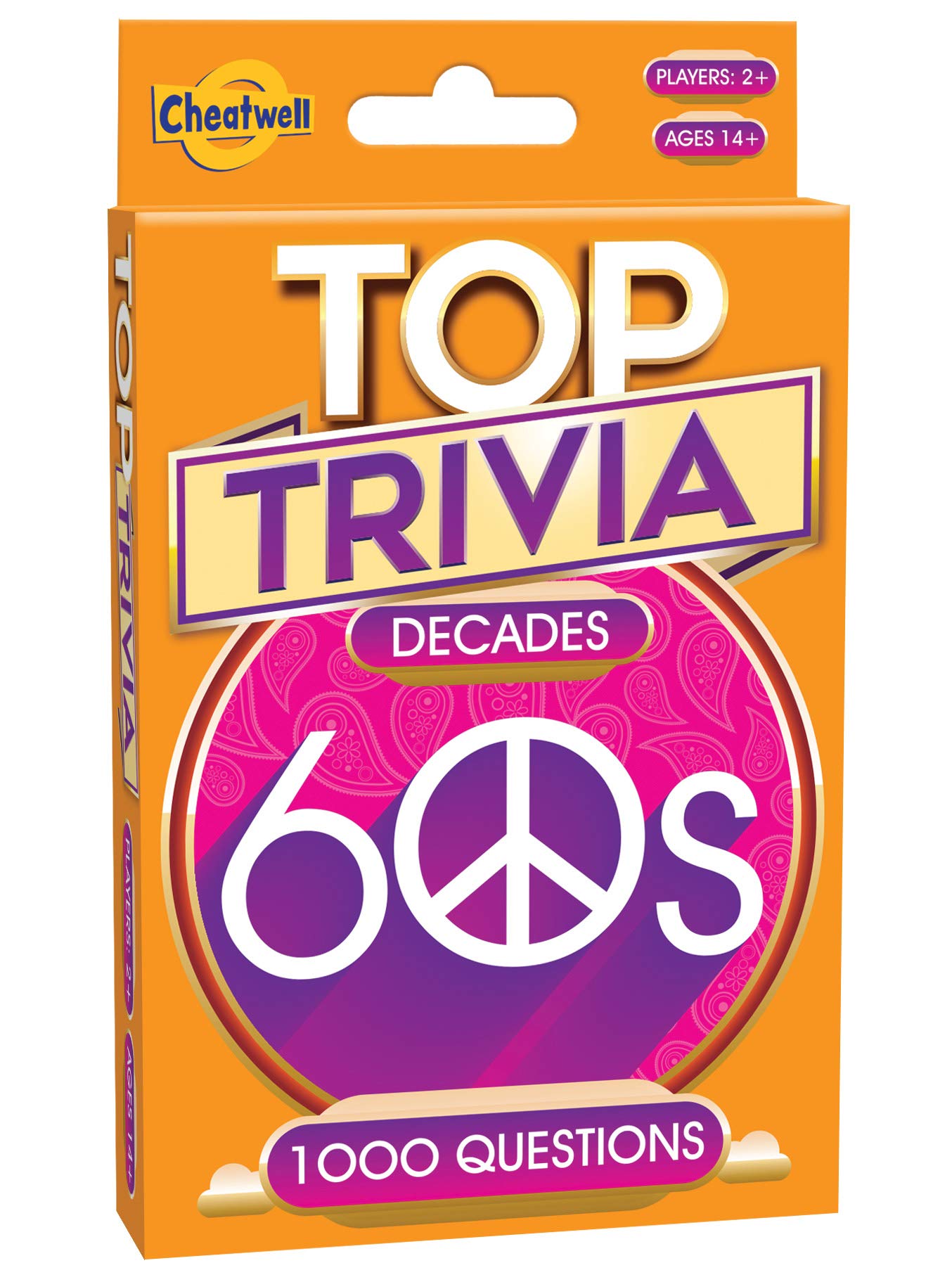 Cheatwell Games Top Trivia 1960's - A Decade of Trivia Travel Pack Card Game - 1000 Quiz Questions - For Ages 14 and up