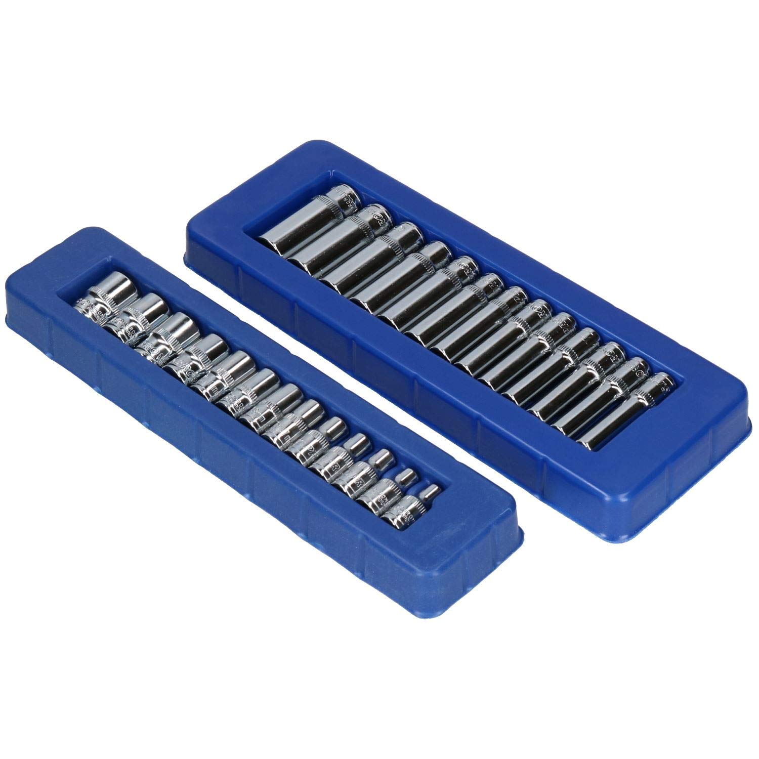 AB Tools 1/4" Drive Shallow and Deep Metric MM 6 Sided Sockets 4mm - 14mm 26pc