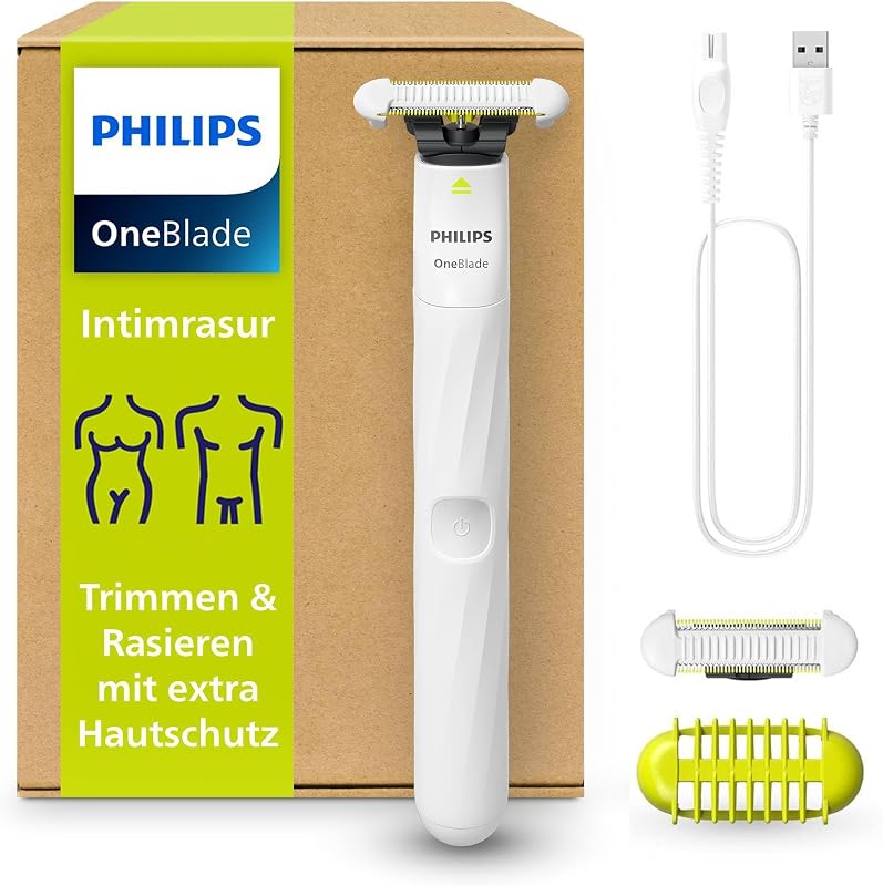 OneBlade Intimate, Intimrasur, Trimmen & Rasieren mit extra Hautschutz, Für eine gründliche und angenehme Rasur – ohne komplett glatt zu rasieren, Modell QP1924/30