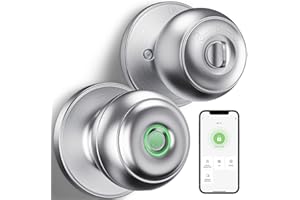 GeekTale Fingerprint Door Knob Lock for Bedroom Basement Garage Office with App, Smart Knob,Biometric Thumbprint Fingerprint Door Lock, Entry Private Passage Mode 3in1