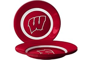 Boelter Brands NCAA Wisconsin Badgers Plastic Plates, 4-Pack, Red, 9.75