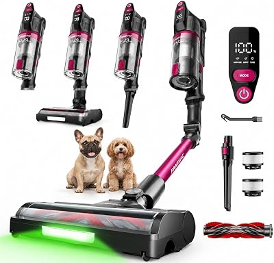 FV3 Aspirateur Balai Sans Fil, 60 kPa/50 Min/120 m², Animaux, Tube Courbé
