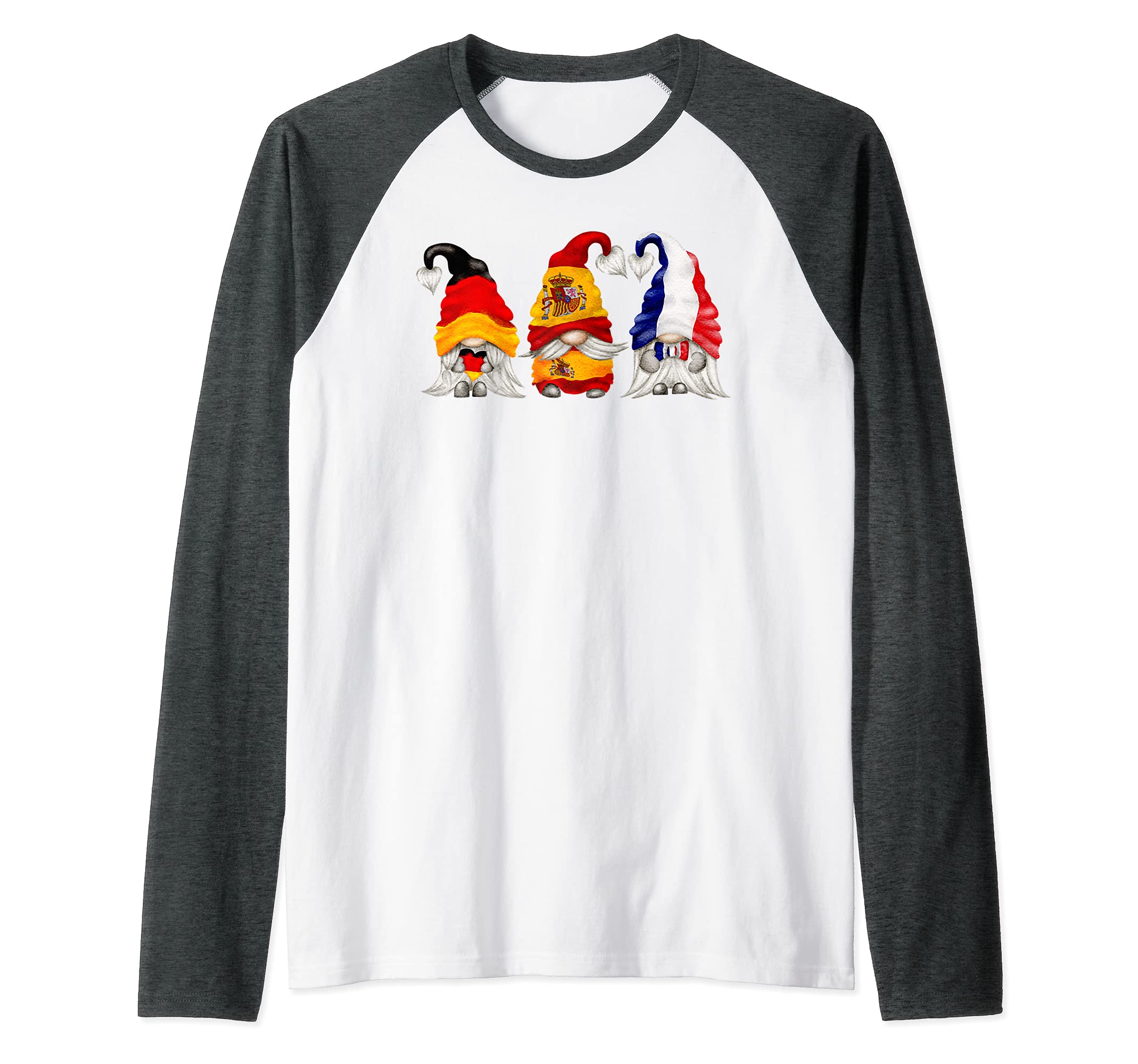 Spain Germany France Gnome Raglan Baseball Tee