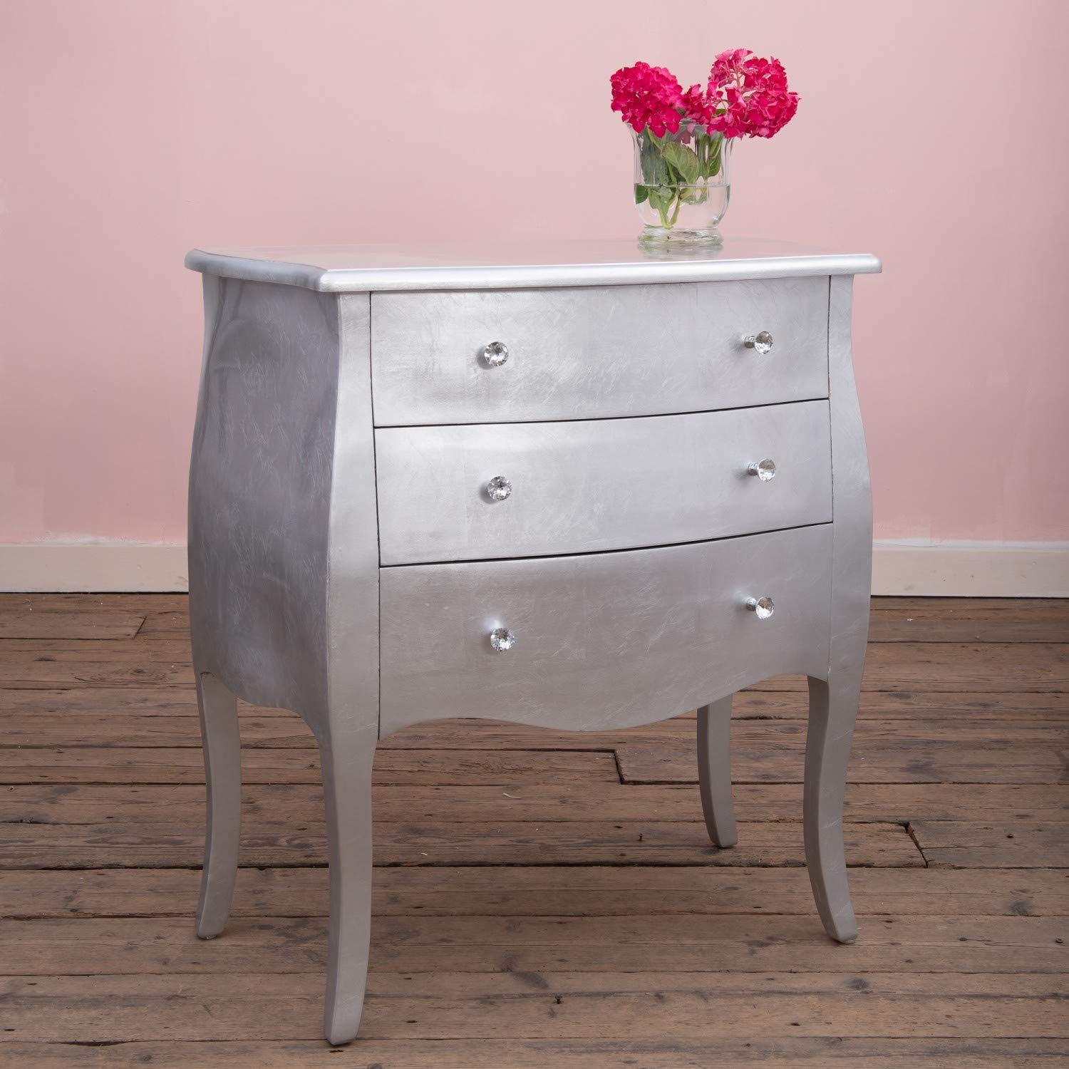 Downton Interiors Modern Textured Silver Gilt Leaf Chest Of