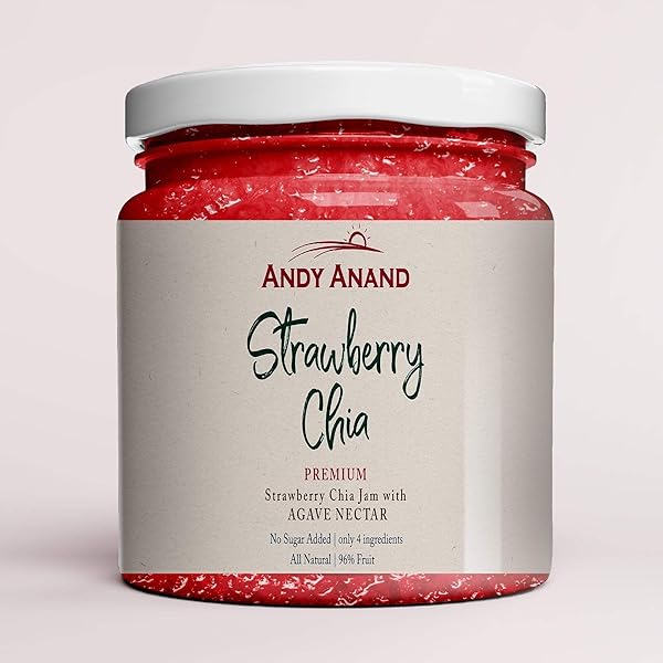 ANDY ANAND ORGANIC STRAWBERRY CHIA JAM 96% FRUIT,...