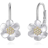 POPLYKE Daisy Earrings 925 Sterling Silver Daisy Jewelry for Women Flower Leverback Earrings Birthday