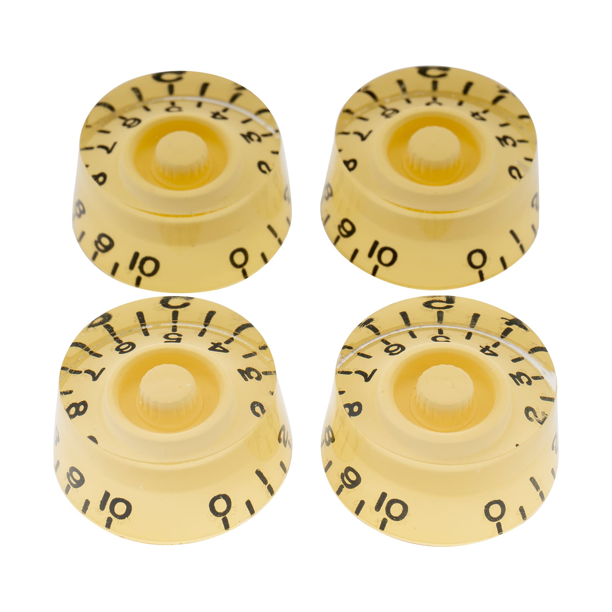 Musiclily Pro Metric Size 18 Splines Speed Control Knobs for Asia Import Guitar Bass Split Shaft Pots, Cream (Set of 4)