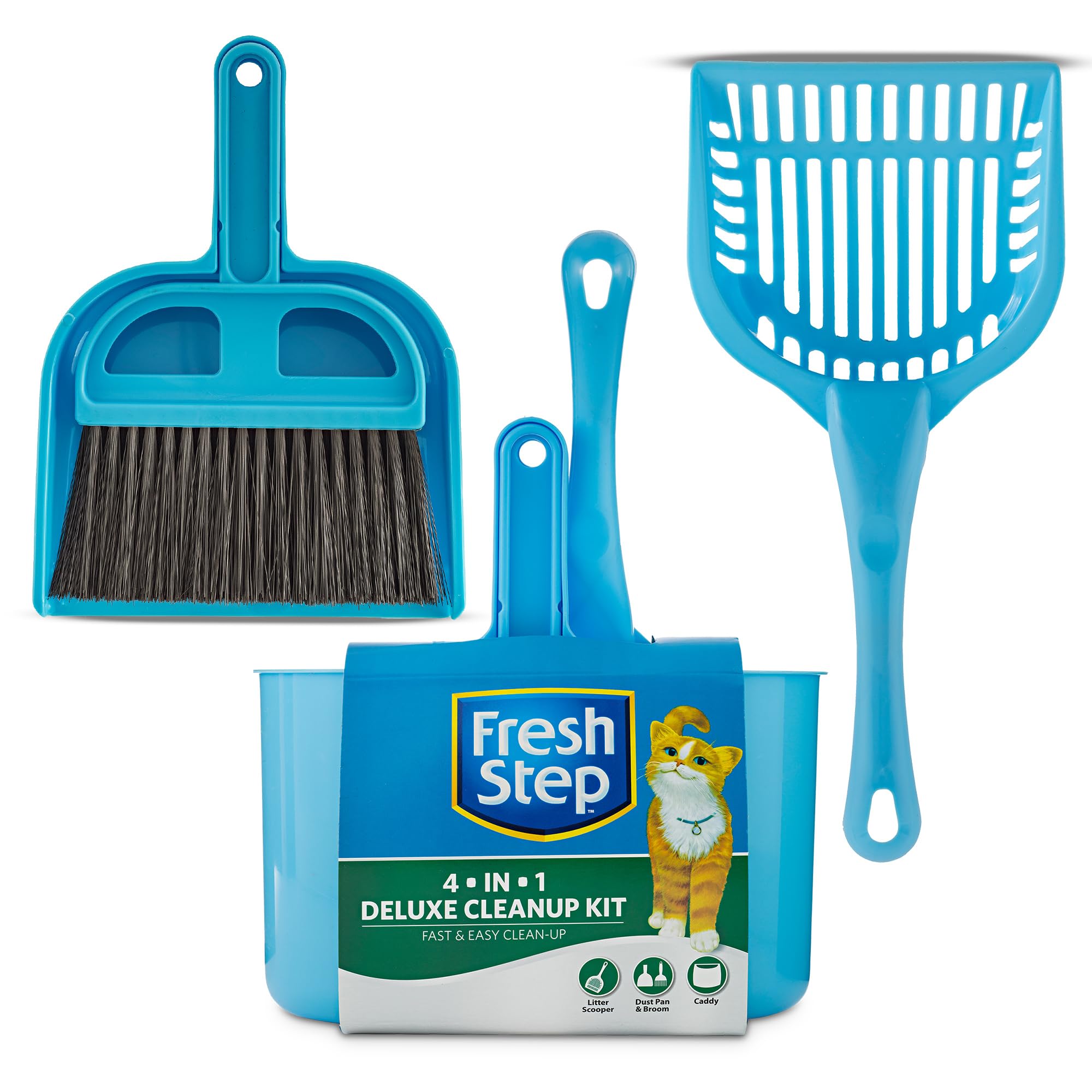 Fresh Step Starter Kit for Cats - Cat Litter Box Cleanup Kit with Everything Pet Parents Need - Deluxe Clean Up Set