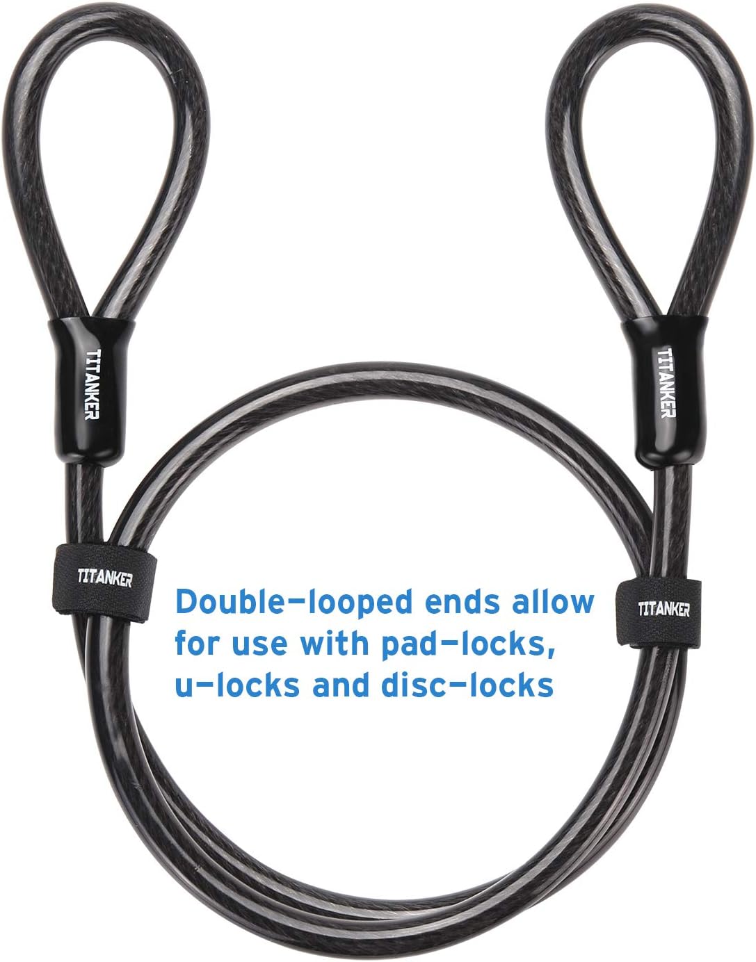 Titanker Bike Steel Cable, 12mm Thick Heavy Duty Security Vinyl Coated Flexible Steel Cable with Loop End : Sports & Outdoors