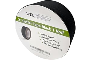 WELTROICE Gaffers Tape Black 1 Pack, Heavy Duty Gaffing Tape, Matte Non-Reflective Pro Gаff Tape, Multipurpose, Hand Tear, Residue Free, Cloth Tape for Cable, Stage, Photography 2 Inch x 30 Yards * 1 Black Roll