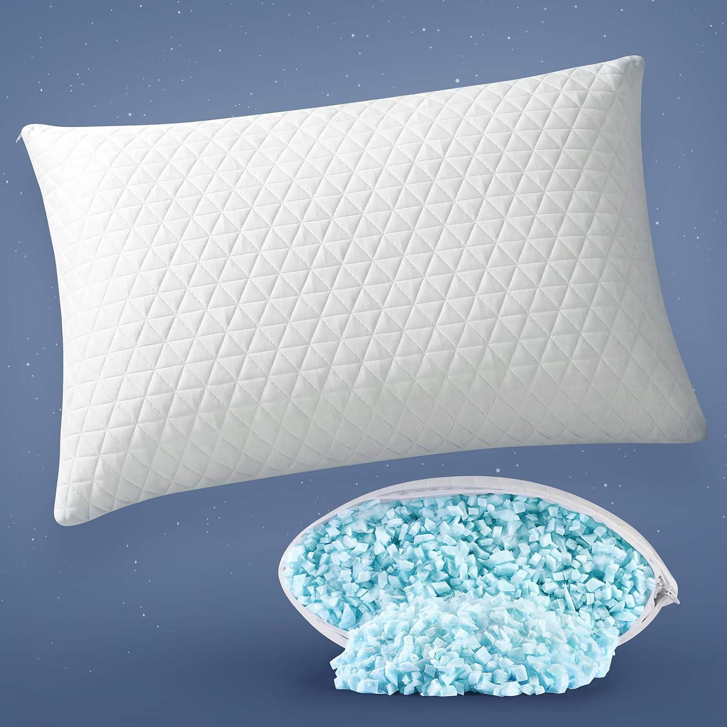 Starcast Shredded Memory Foam Pillow for Sleeping - Adjustable Bamboo Cooling Gel Pillows for Side Stomach Back Sleeper，-CertiPUR-US （20×26） Inches- Standard Size: Kitchen & Dining