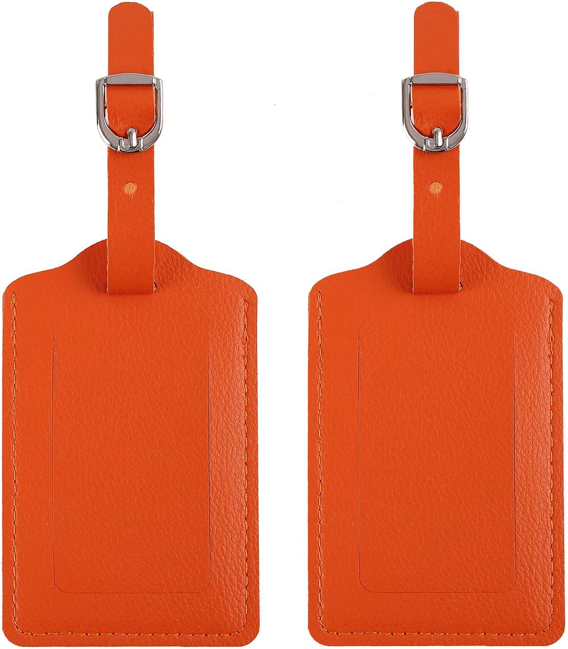 orange leather luggage tag