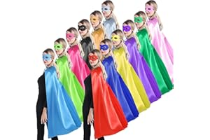 Kidsfere Superhero Capes and Masks for Adults Women Man - Party Capes for Team Spirit Building - 12 Mixed Colors