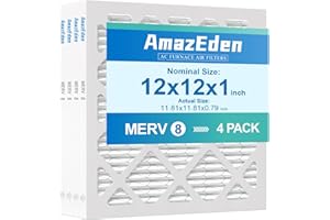 AmazEden 12x12x1 AC Air Filter MERV 8 (4-Pack) MPR 600 FPR 5 Furnace Pleated Filters for Home Dust Defense Replacement (Actual Size: 11.81"x11.81"x 0.79")