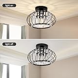 FRIDEKO HOME Modern Ceiling Light 28cm Black LED Crystal Flush Mount view 2