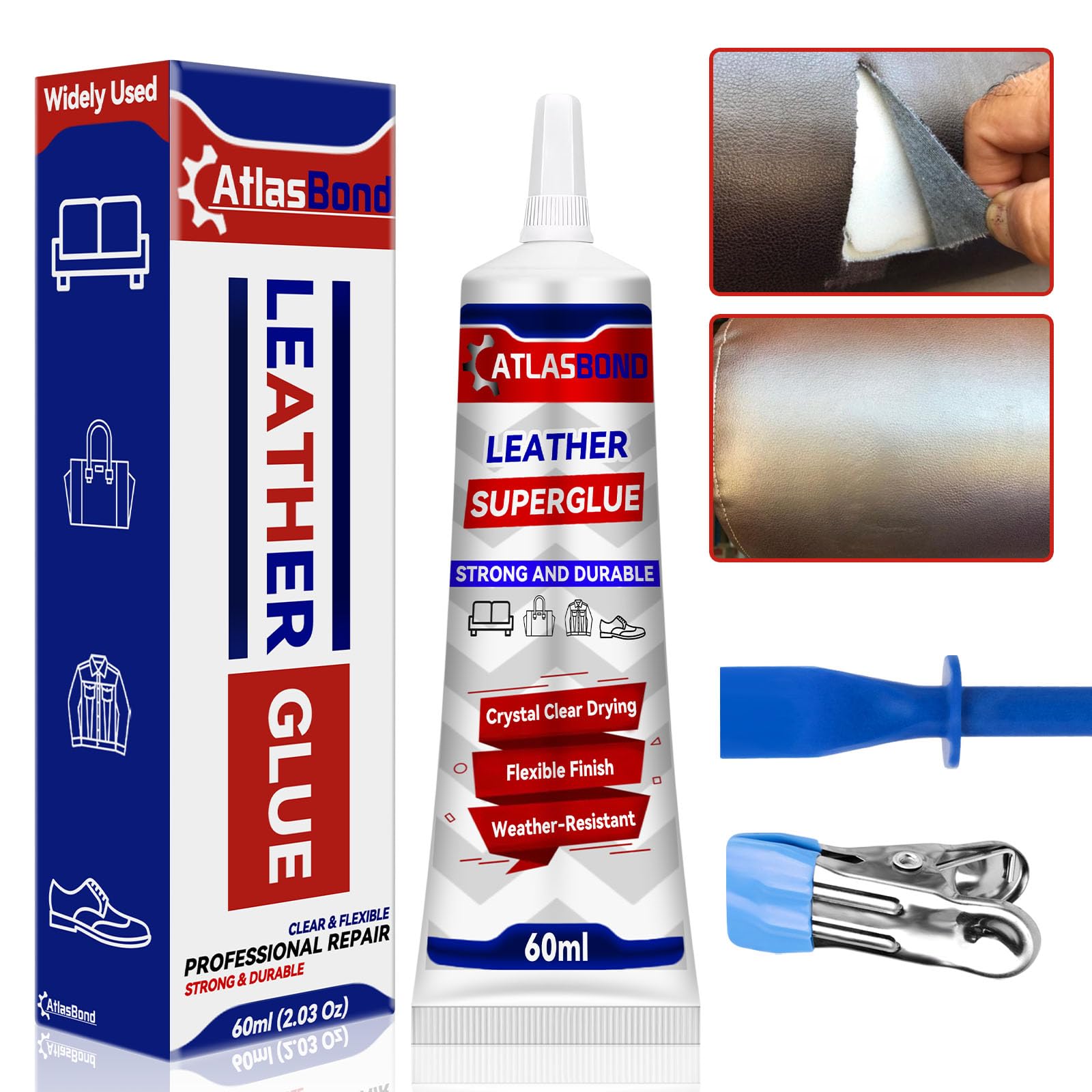 Altasband Leather Glue, Adjustable Repair Fabric Adhesive for Upholstery, Purses, Shoes, Cars Seat, Sofa, Clutch, Felt, Carpet, Furniture, Seamless Cement All Types - Suede and Faux Leather