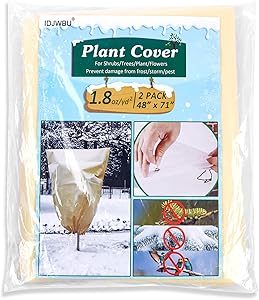 IDJWVU Plant Covers Freeze Protection, 2 Pack Reusable Plant Cover Shrub Cover for Winter Cold Sleet Snow Protection Pest, Animal Season Extension (48" 71")