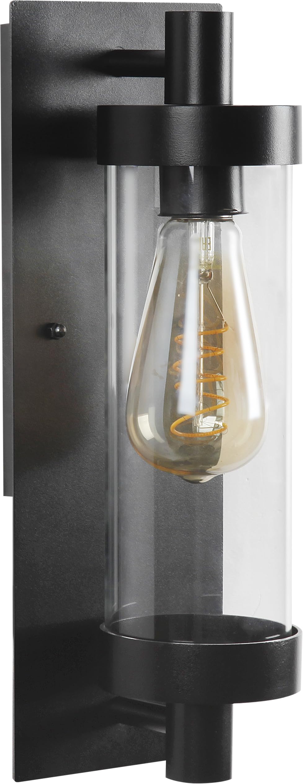 TEKLED Timeless Elegance Wall Sconce - Durable Glass & Aluminum | E27 Compatible Outdoor/Indoor Light | Weatherproof Assurance IP54 | for Entryways Patios Porches Facades | Black (Bulb not Included)