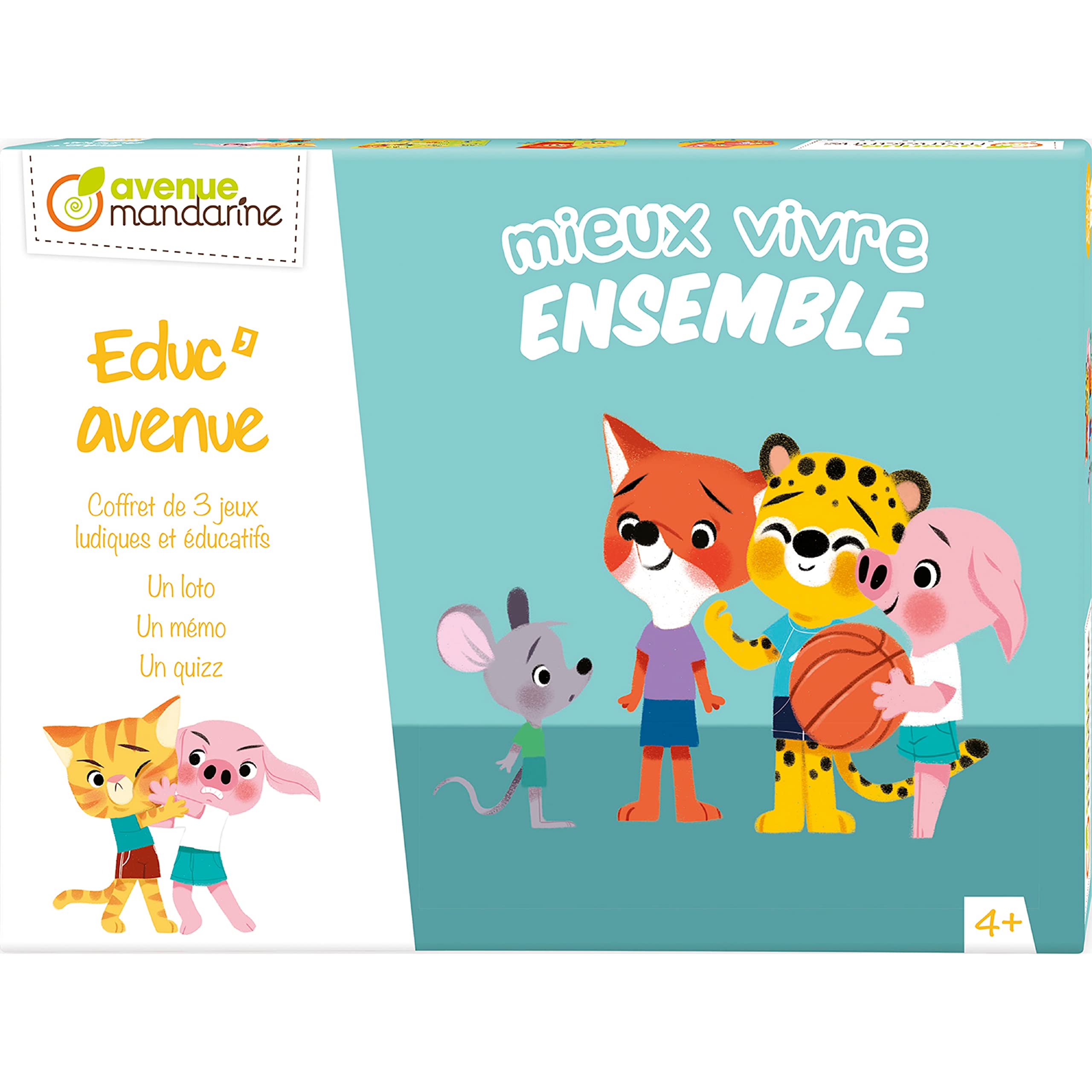 Avenue Mandarine JE523C - Educ'Avenue ''Mieux Vivre Ensemble'' : 1 Lotto + 1 Memo + 1 Top/Not Top Game - From age 4 - Children's Creative and Leisure Activity