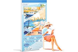 Snycler Blue Ocean Series Sticker Book - 20 Sheets Vintage PET Stickers for Scrapbooking, Junk Journaling, Ephemera, and Deco