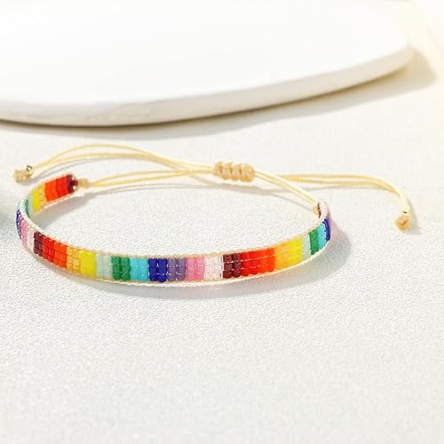 KELITCH Women Rainbow Strand Bracelets Miyuki Beaded Bracelets