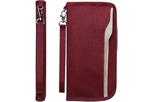ZOPPEN Passport Holder Family RFID Passport Wallet, Passport Holder Women/Men, Travel Wallet Documents Organizer Zipper Case with Removable Wristlet Strap, Travel Essentials for Flying