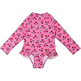 ZOOCCHINI Baby & Toddler Rash Guard One-Piece Swimsuit with Ruffles – UPF 50+ Protection – Quick-Dry Long Sleeve Bathing Suit