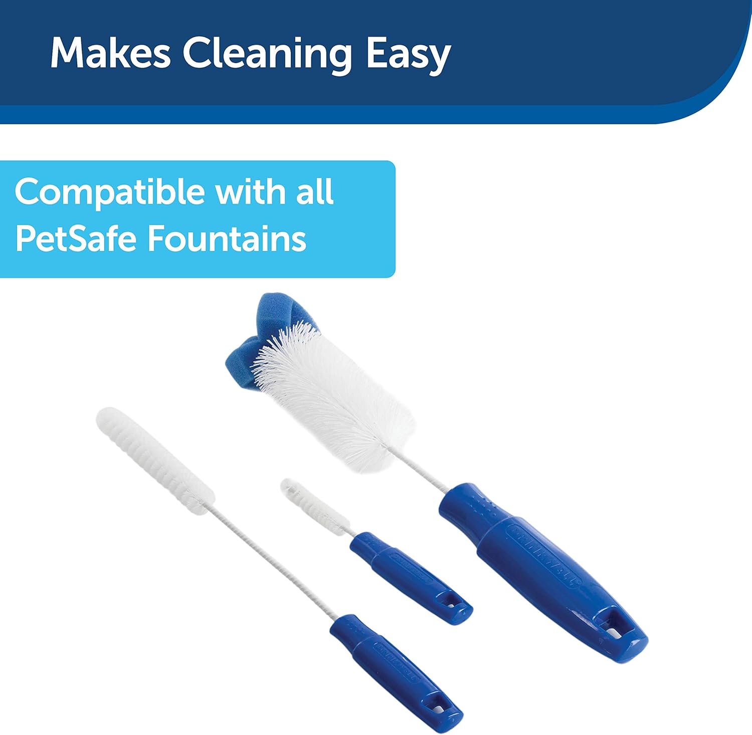 Pet Supplies : PetSafe Drinkwell Dog and Cat Water Fountain Cleaning Kit, 3 Brushes, blue, 1 3/8', 1 5/8', 2' brushes : Pet Self Waterers : 