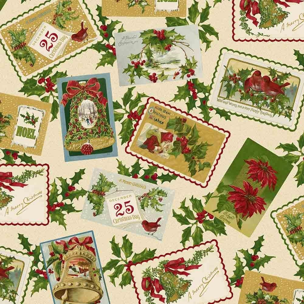 CHRISTMAS FABRIC - 0.5 Metre - WIN73 - Vintage Christmas Labels Fabric - Christmas Fabric by Windham - 100% Cotton