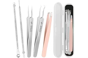 YGQQOY Blackhead Remover Tweezers Tools, Pimple Popper Tool Kit, Ingrown Hair Tweezers, Blackhead Pimple Extractor