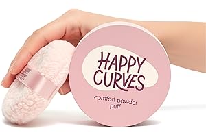 Happy Curves Comfort Puff Mini, All Day Sweat, Odor, and Chafe Defense, Large Body Powder Applicator for Talc Free Deodorant, Ultra Soft Fleece with Strap and Travel Case (Powder Sold Separately)