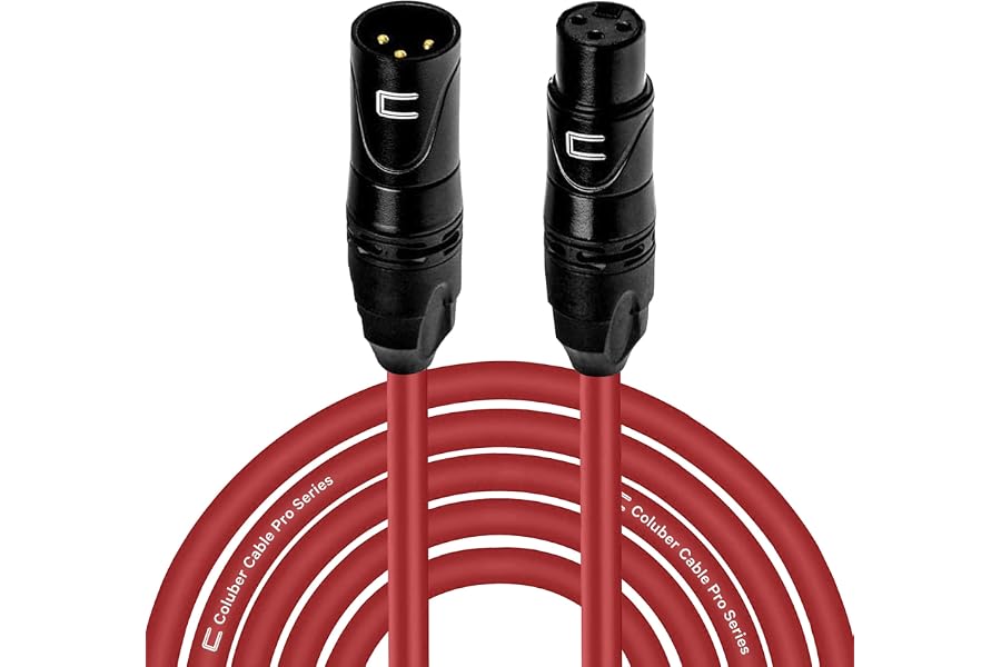 Balanced XLR Cable Male to Female - 20 Feet Red - Pro 3-Pin Microphone Connector for Powered Speakers, Audio Interface or Mixer for Live Performance & Recording