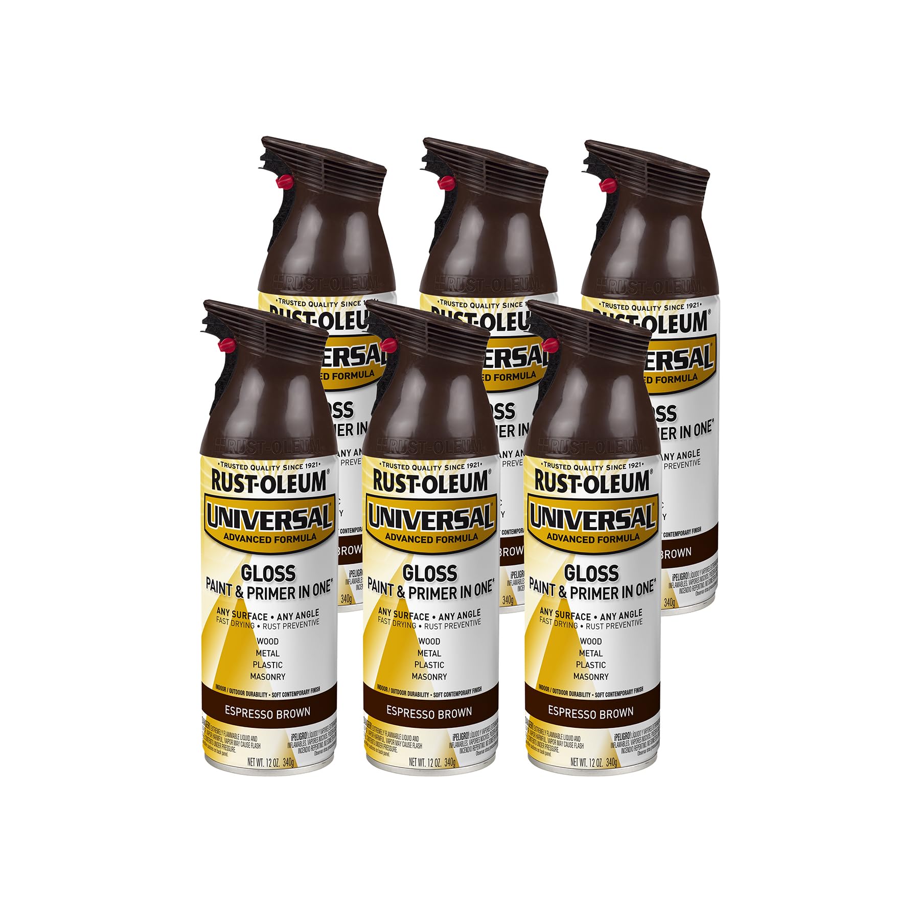 Rust-Oleum 245215-6PK Universal All Surface Spray Paint, 12 oz, Gloss Espresso Brown, 6 Pack Image