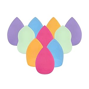 LighSele 10 Pcs Makeup Sponge, Latex-Free Blender Beauty Foundation Blending Sponge, Flawless for Liquid, Cream and Powder, Dry & Wet Use, Multi-colored Makeup Sponges Set