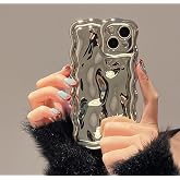 FABSPARK for iPhone 12 Pro Max,3D Bubble Electroplate Wavy Case,Silvery | Meteorite Pattern Plating Glitter Curly Wavy Frame Glossy Case,Soft TPU Shockproof for iPhone 12 Pro Max 6.7 Inch,Silvery