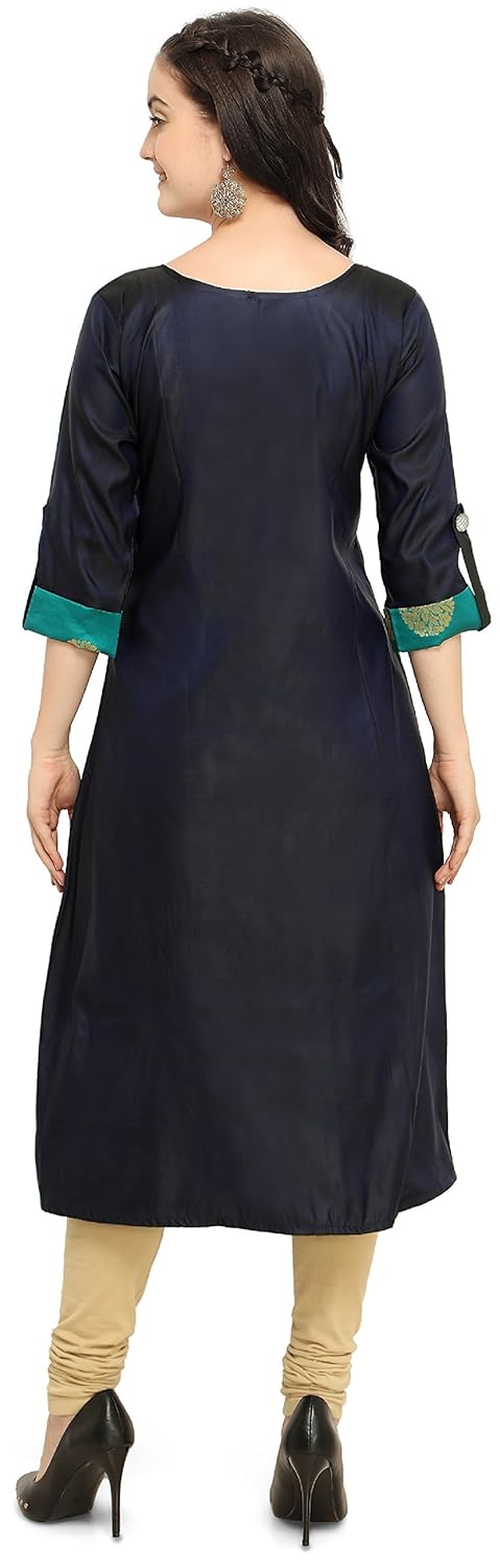 divine international women's taffeta with jacquard silk brocade anarkali a-line long kurti