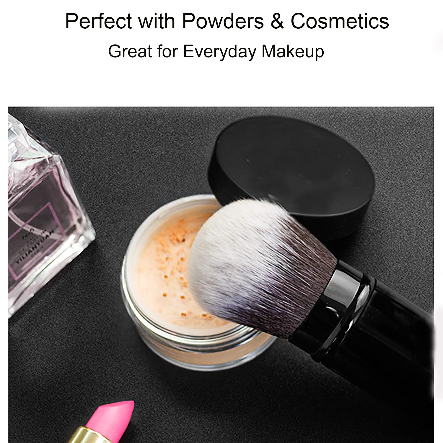 Falliny Retractable Kabuki Makeup Brush, Travel Powder Brush for Blush Bronzer, Buffing, Flawless Powder Cosmetics, Portable Face Blush Brush with Cover: Beauty