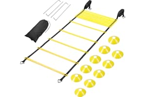 yoopin Agility Ladder Speed Training Equipment Set, 12 Rung 20ft Agility Ladder with Accessories, Football Training Equipment, Ground Footwork Training Equipment, for Soccer Player Training.