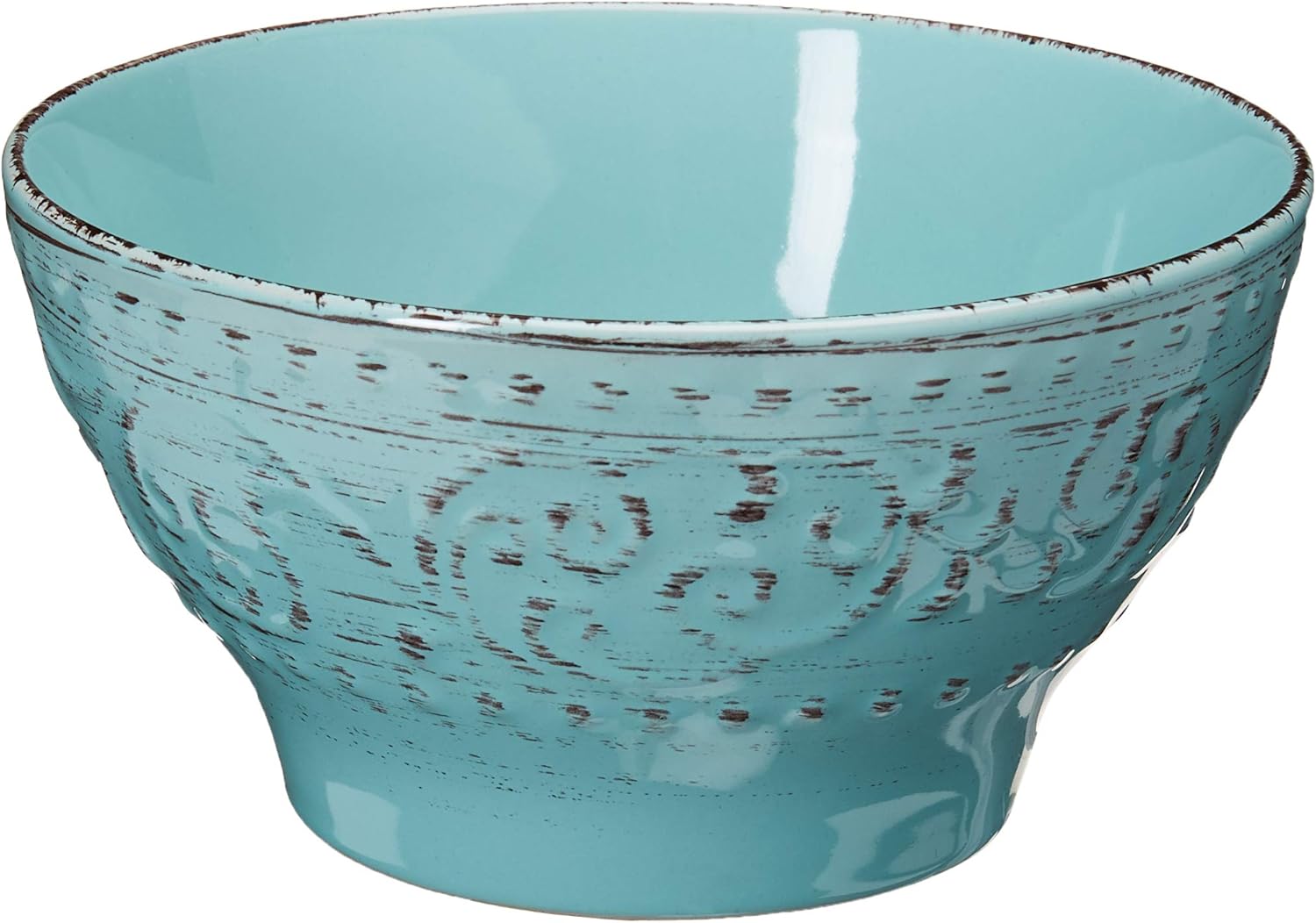  | Elama Embossed Stoneware Ocean Dinnerware Dish Set, 16 Piece, Turquoise: Dinnerware Sets