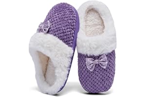 HuuiotPdd Kids Toddler Girls Slippers Memory Foam Comfort Wool-Like Plush Fleece Lined Winter House Shoes for Indoor